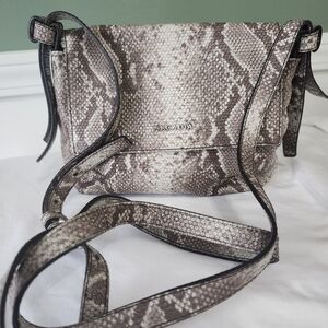 Arcadia Taupe and Cream Snake Print Crossbody Bag